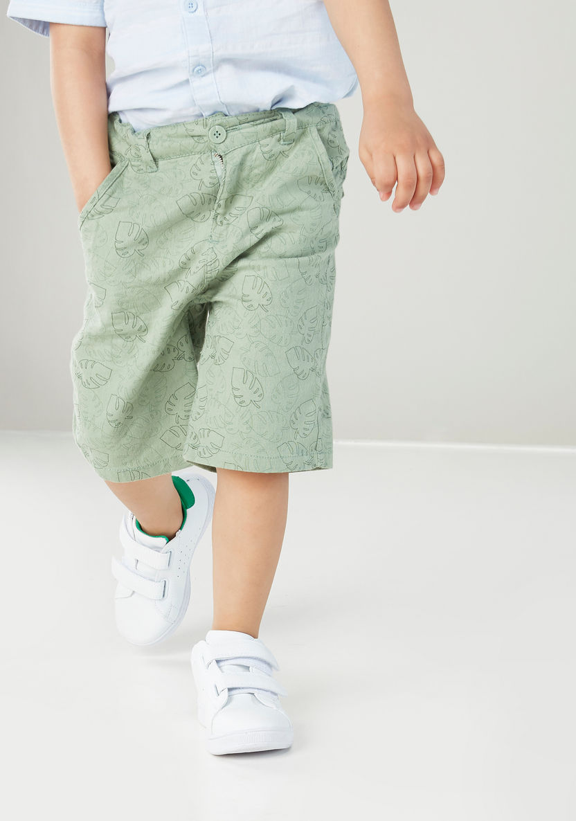 Eligo Tropical Printed Cotton Shorts with Insert Pockets-Shorts-image-2
