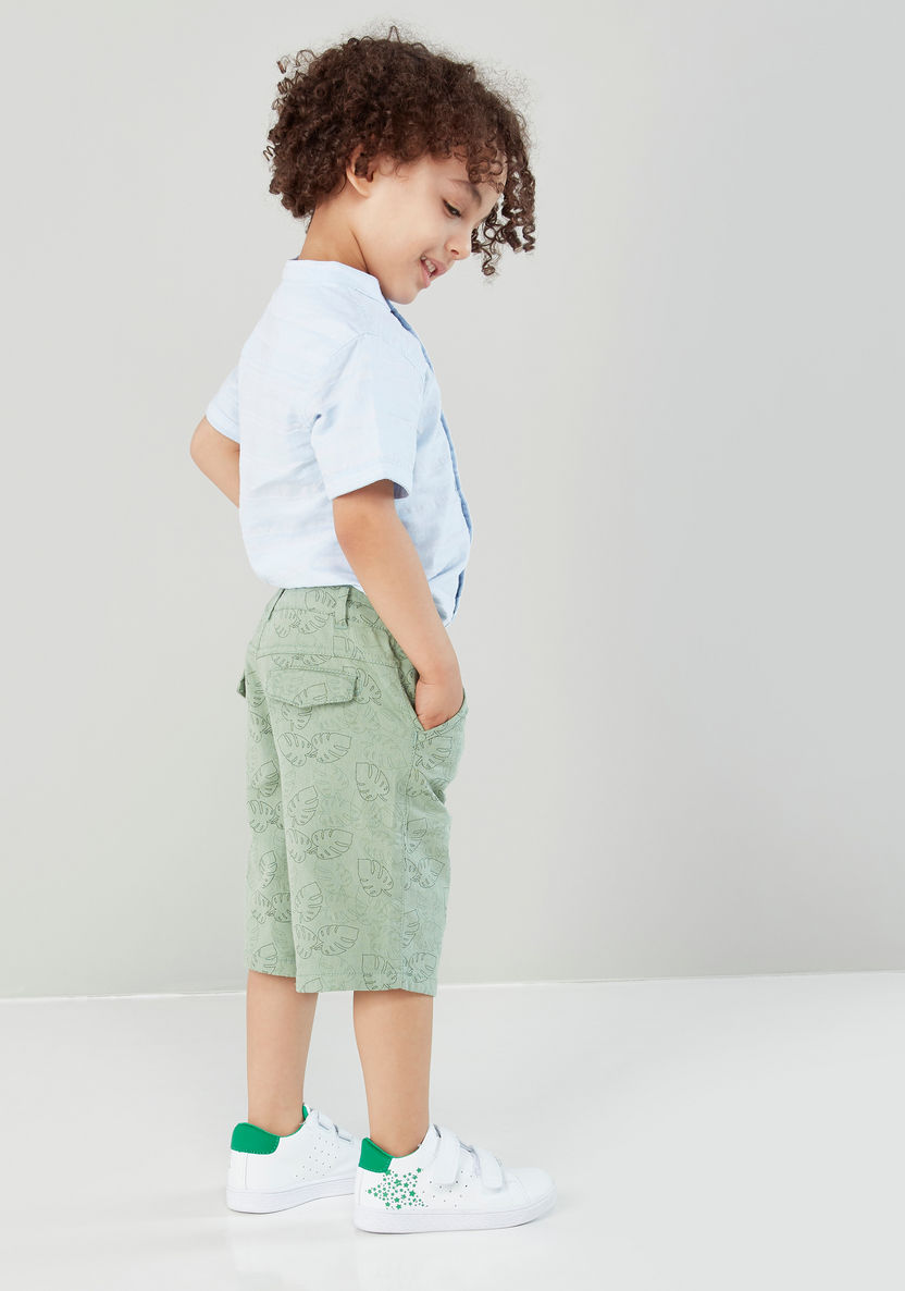 Eligo Tropical Printed Cotton Shorts with Insert Pockets-Shorts-image-3
