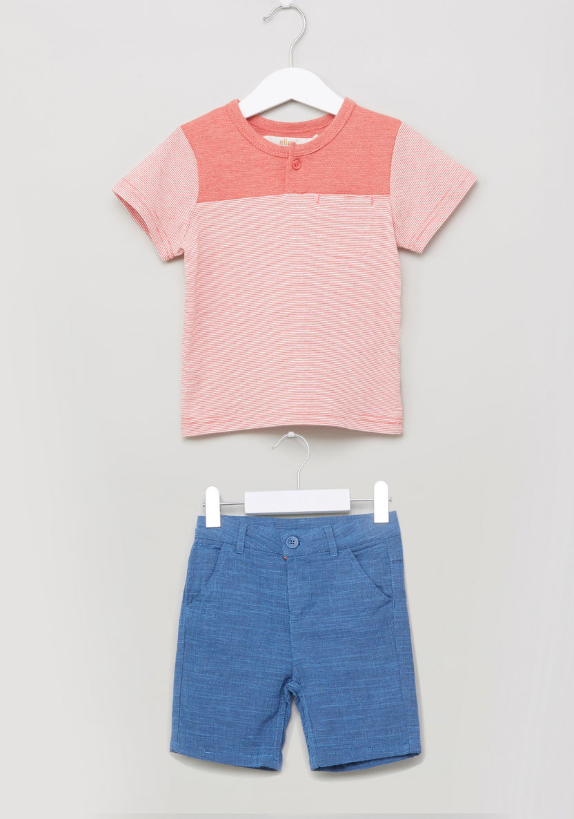 Eligo Textured T-shirt with Shorts-Clothes Sets-image-0