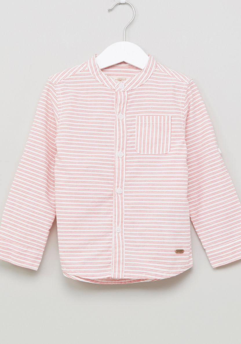 Eligo Striped Shirt with Pocket Detail Pants-Clothes Sets-image-1