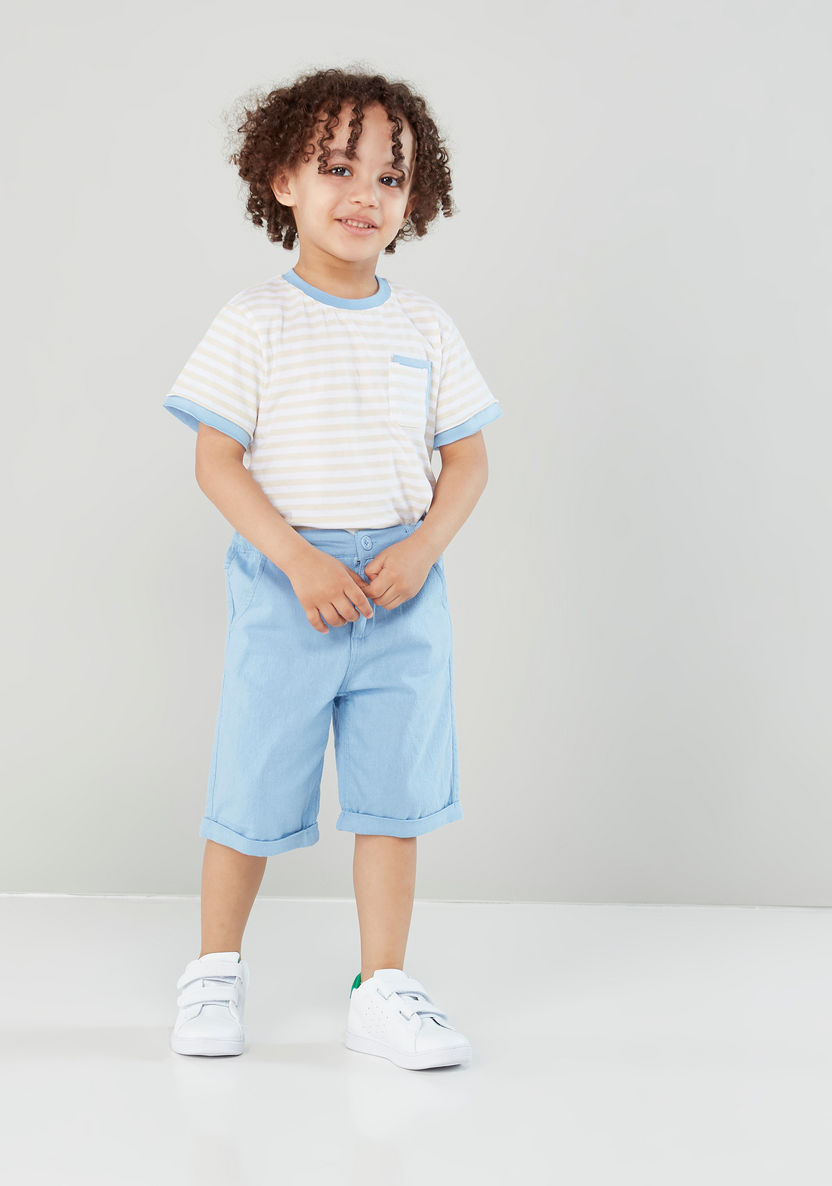 Eligo Striped Pocket Detail T-shirt and Shorts Set-Clothes Sets-image-3