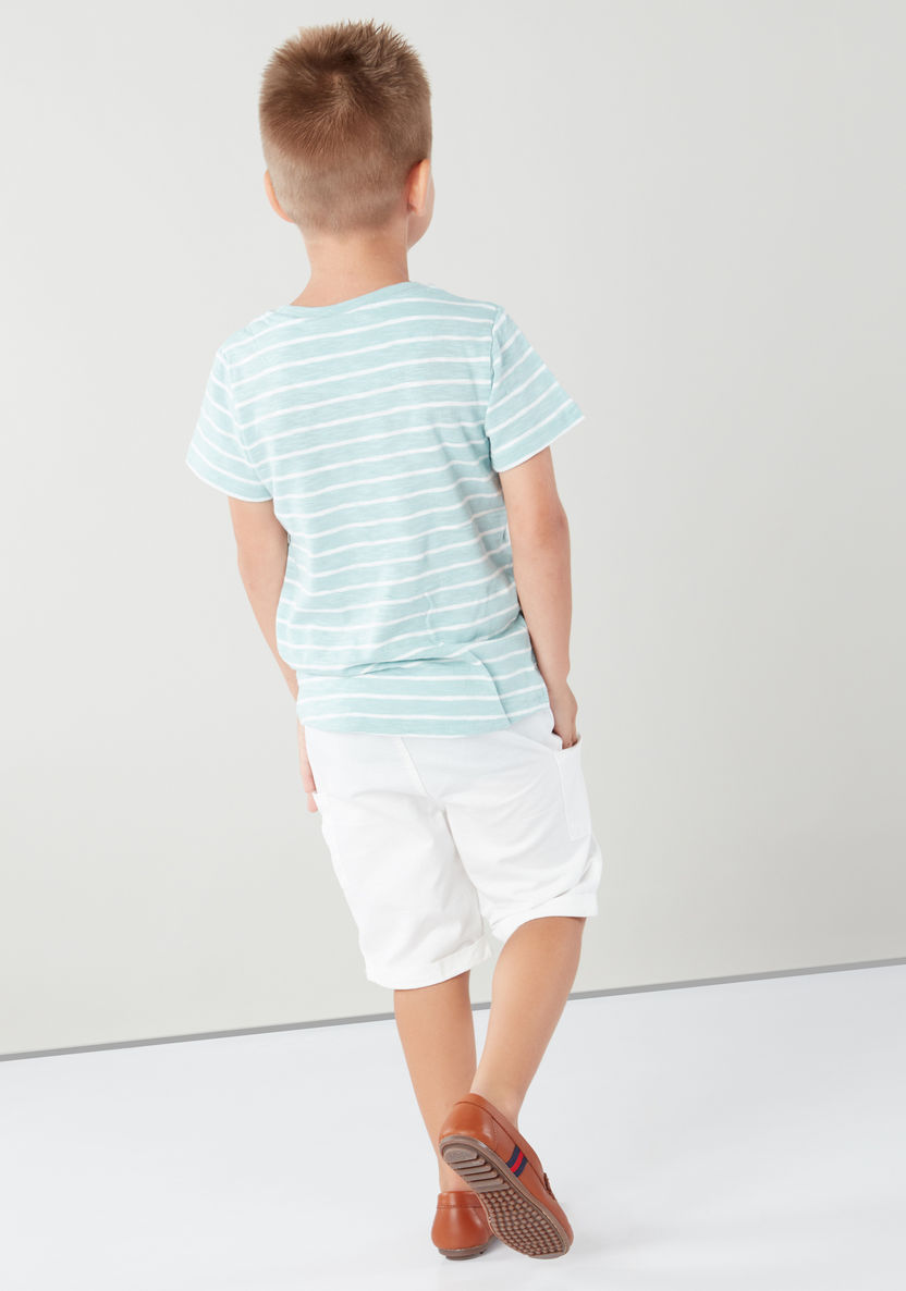 Eligo Striped T-shirt with Pocket Detail Shorts-Clothes Sets-image-1