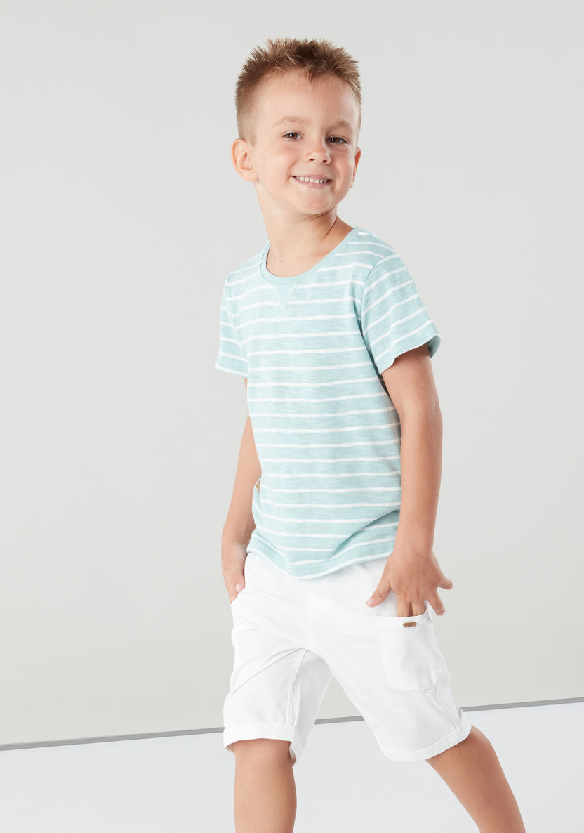 Eligo Striped T-shirt with Pocket Detail Shorts-Clothes Sets-image-2