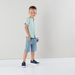 Eligo Plain Mandarin Collar Shirt with Pocket Detail Shorts-Clothes Sets-thumbnail-0