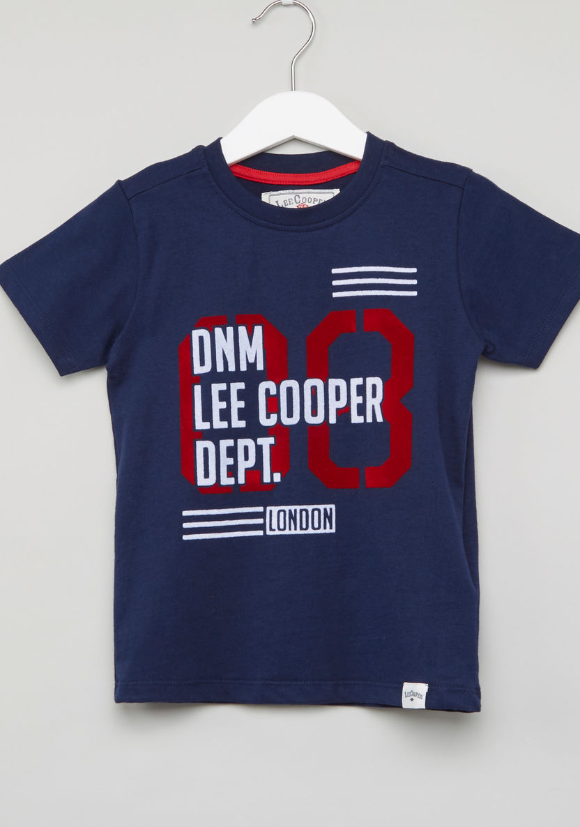Lee Cooper Printed T-shirt with Short Sleeves and Round Neck-T Shirts-image-0