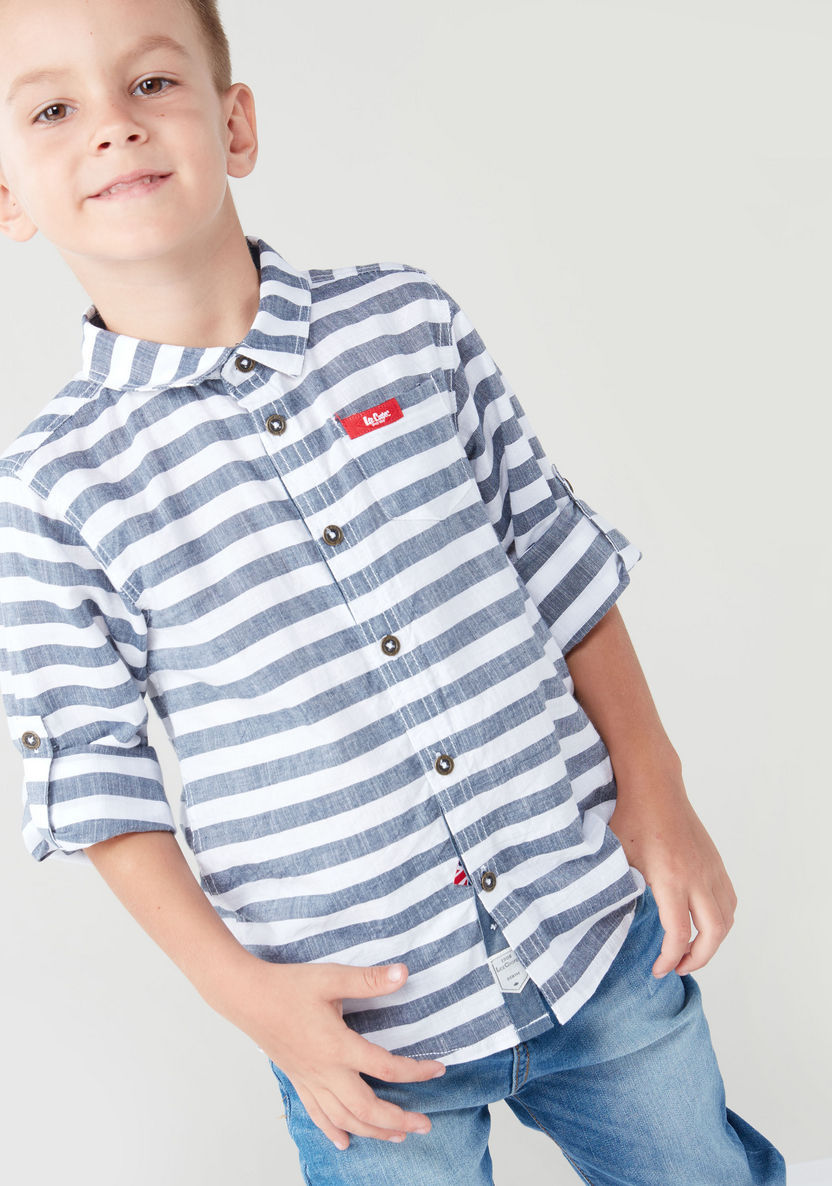 Lee Cooper Striped Shirt with Button Tabs and Complete Placket-Shirts-image-0