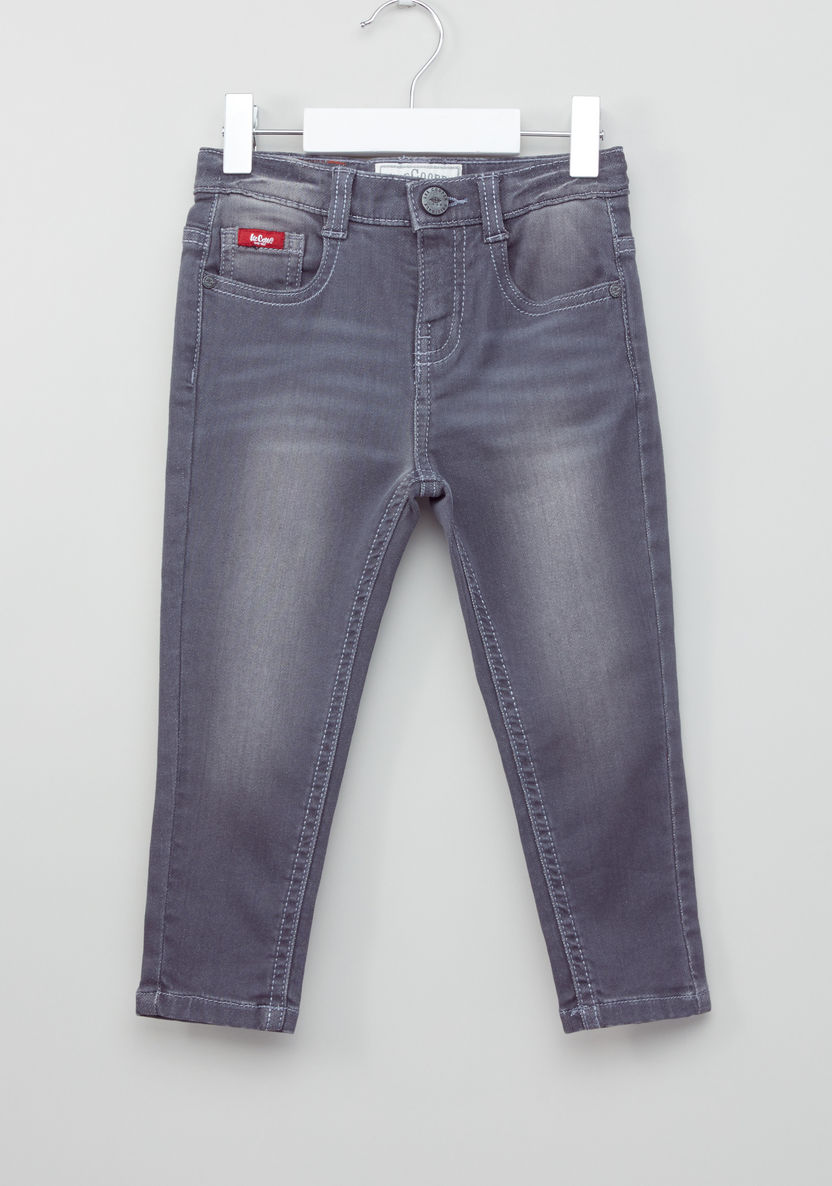 Lee Cooper Full Length Jeans with Button Closure and Pocket Detail-Jeans-image-0