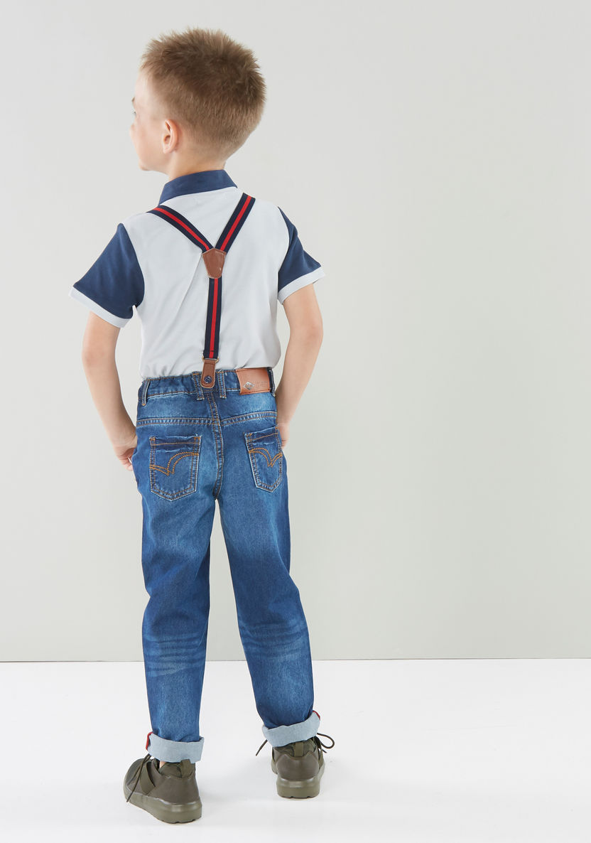 Lee Cooper Denim Pants with Suspender Straps-Jeans-image-2