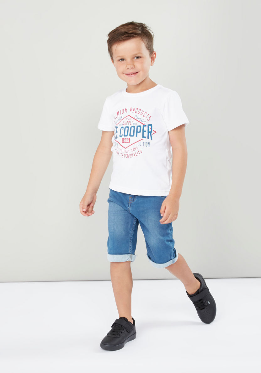 Lee Cooper Printed Short Sleeves T-shirt with Denim Shorts-Clothes Sets-image-0