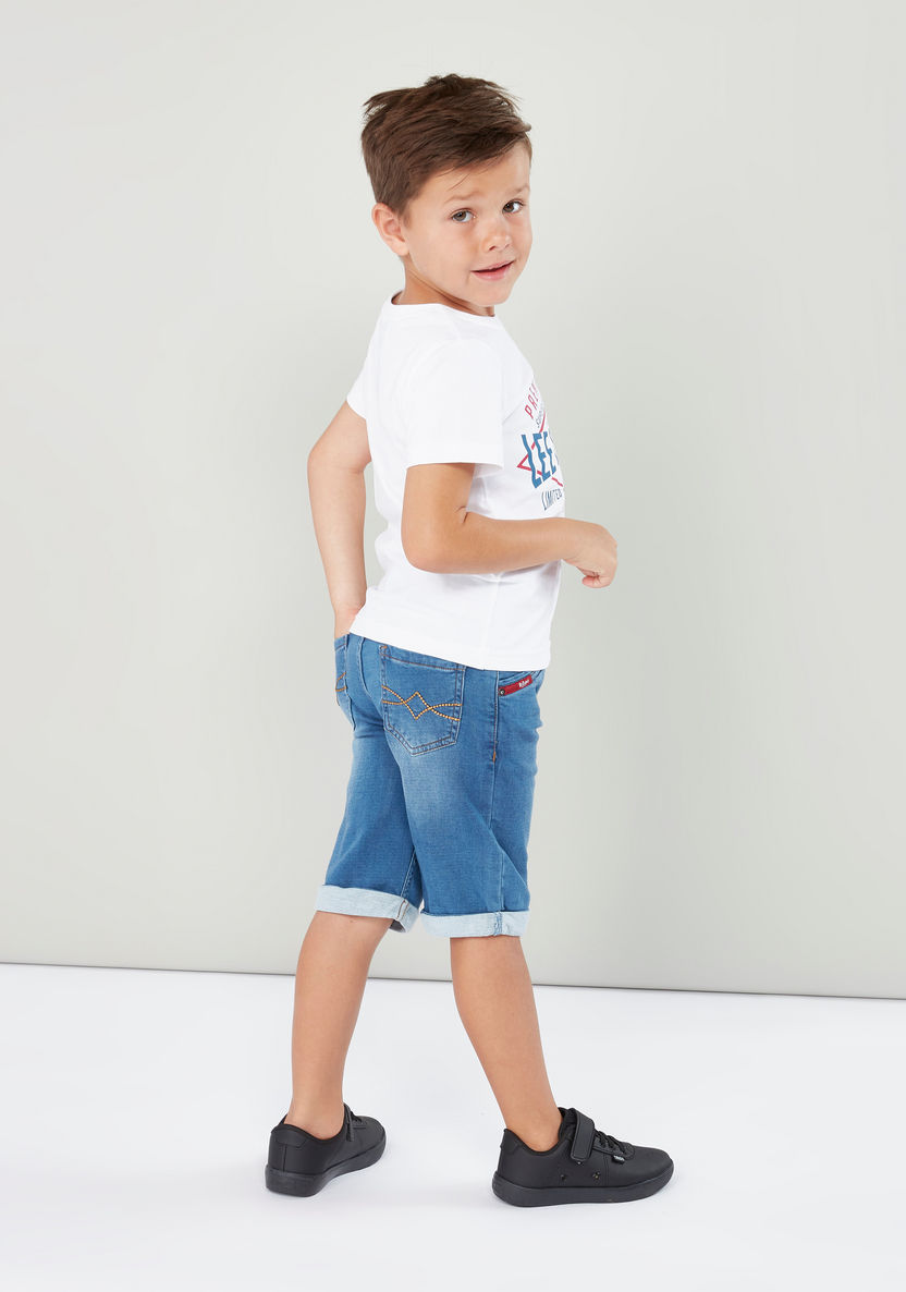 Lee Cooper Printed Short Sleeves T-shirt with Denim Shorts-Clothes Sets-image-1