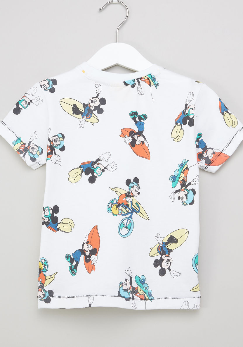Mickey Mouse Printed Short Sleeves T-shirt with Shorts-Clothes Sets-image-3