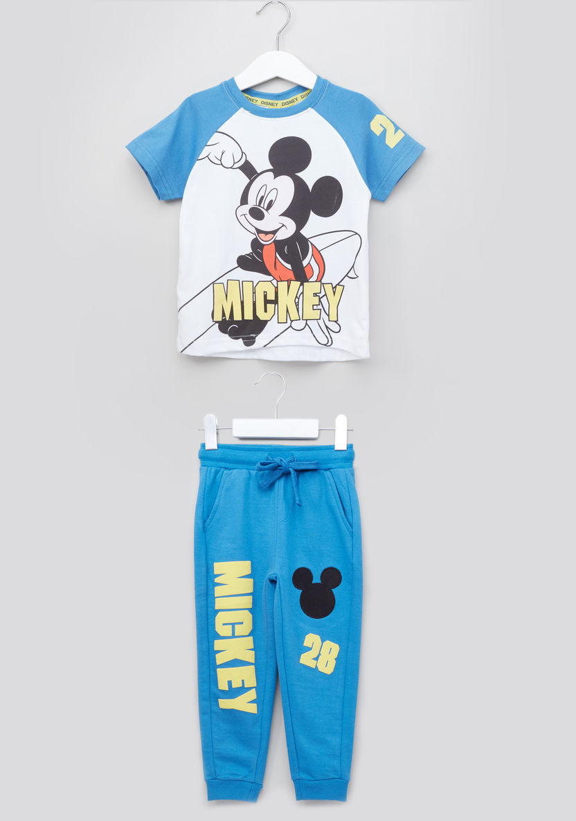 Mickey Mouse Printed T-shirt with Jog Pants-Clothes Sets-image-0