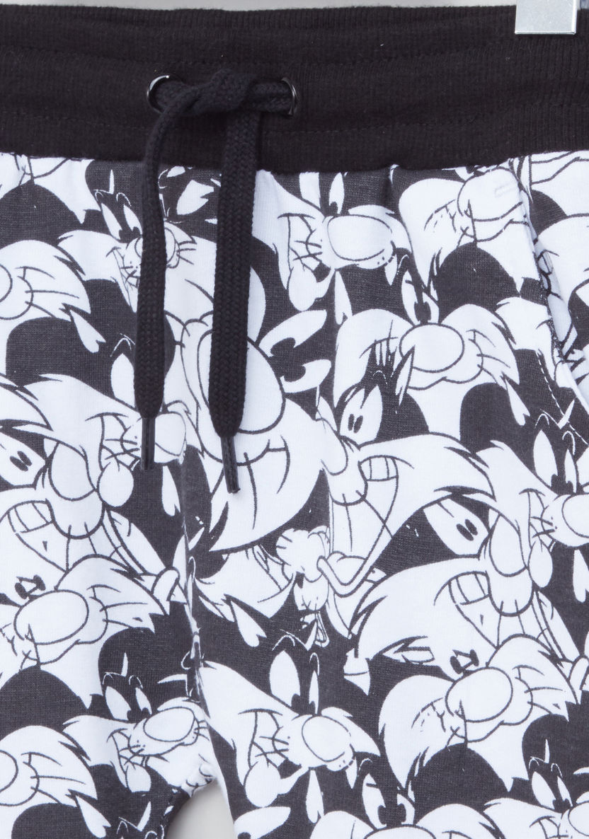 Looney Tones Printed Sweatshirt with Jog Pants-Clothes Sets-image-4