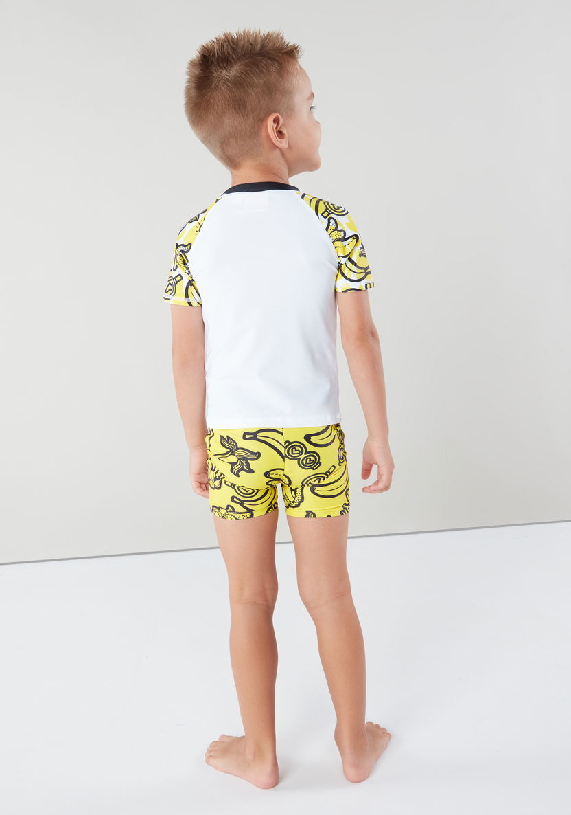 Minions Printed Raglan Sleeves Swimwear T-shirt with Shorts-Clothes Sets-image-1