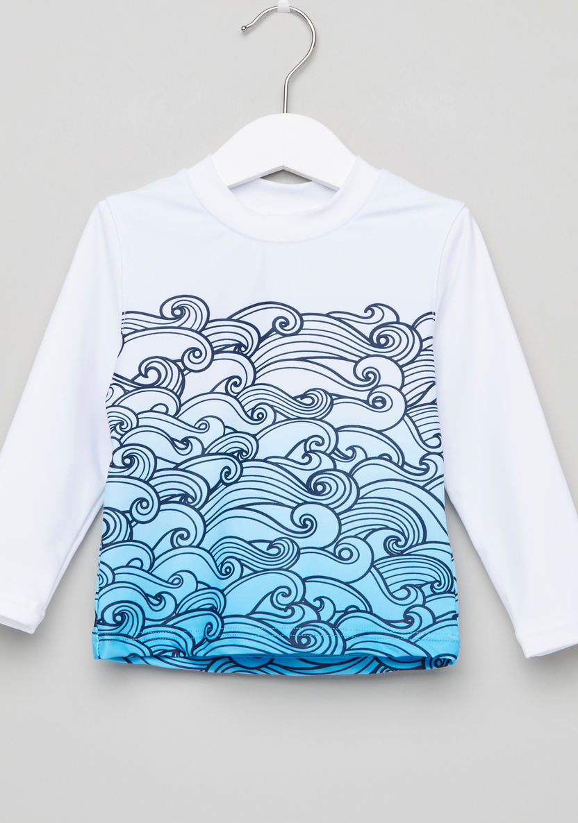 Juniors Printed Long Sleeves Swim T-shirt-Swimwear-image-0
