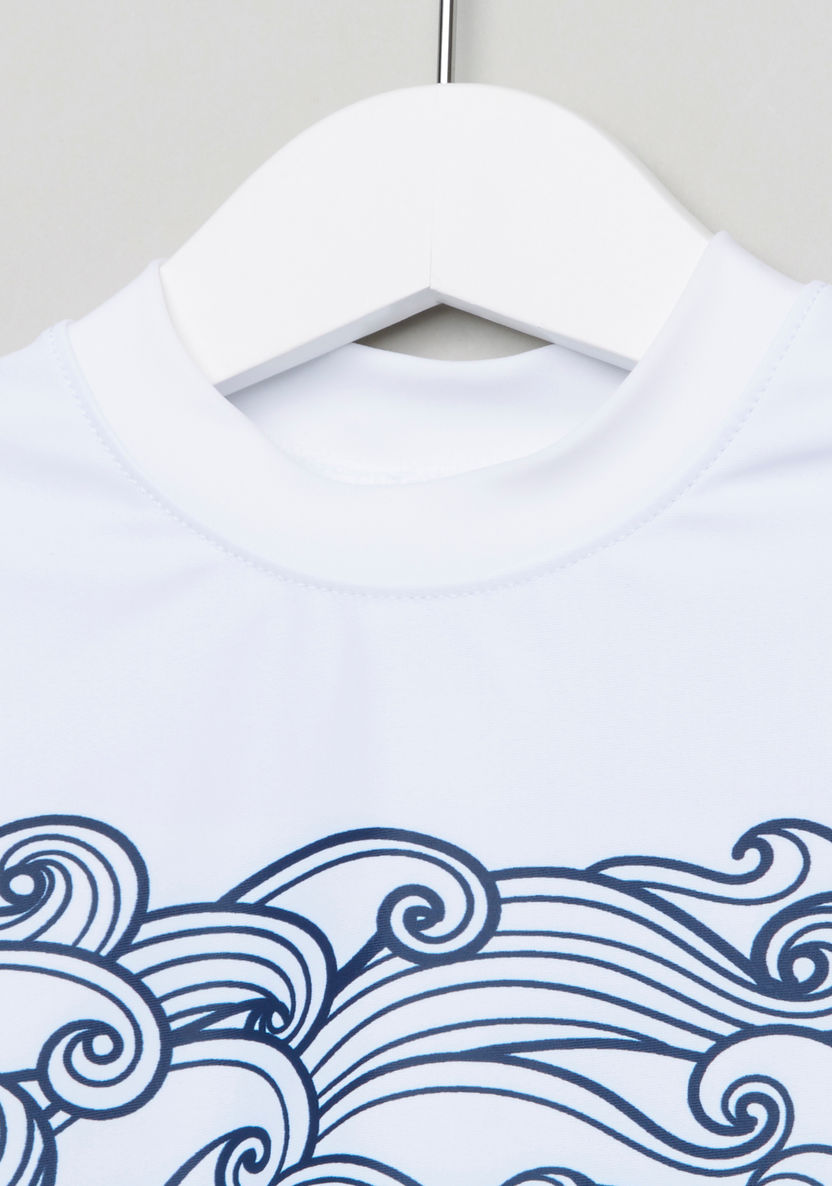 Juniors Printed Long Sleeves Swim T-shirt-Swimwear-image-1