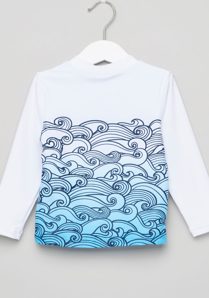 Juniors Printed Long Sleeves Swim T-shirt-Swimwear-image-2