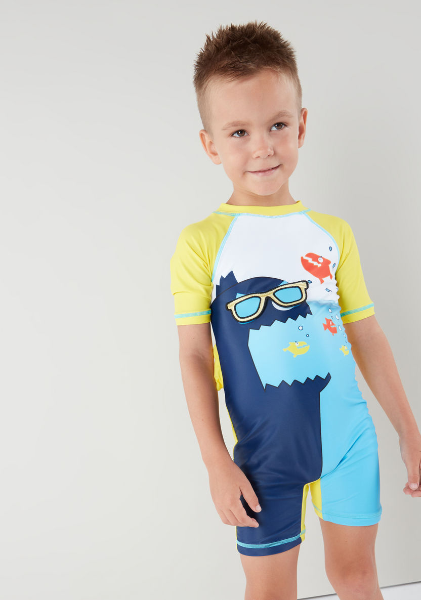 Juniors Printed Swimsuit with Zip Closure-Swimwear-image-2