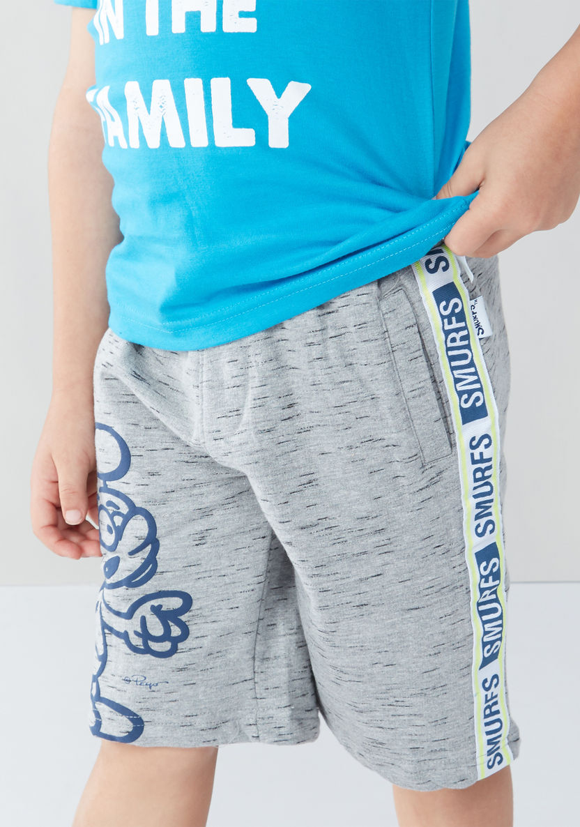 The Smurfs Printed Shorts with Tape Detail-Shorts-image-3