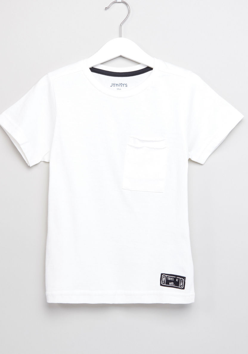 Juniors Pocket Detail Short Sleeves T-shirt-T Shirts-image-0