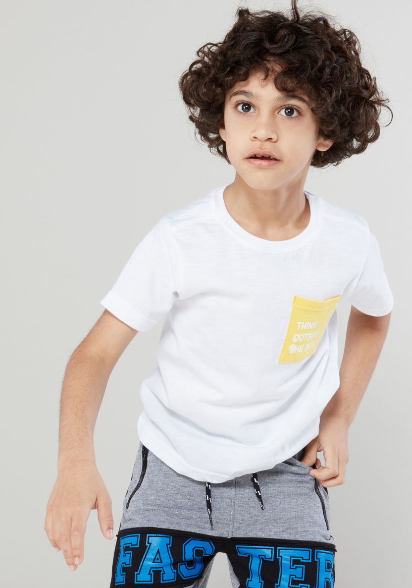 Juniors Pocket Detail Round Neck Short Sleeves T-shirt-T Shirts-image-0