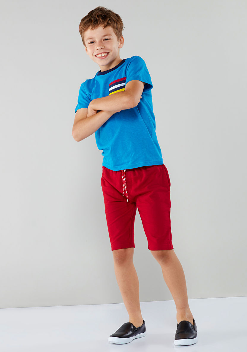 Juniors Striped Pocket Detail Short Sleeves T-shirt-T Shirts-image-1