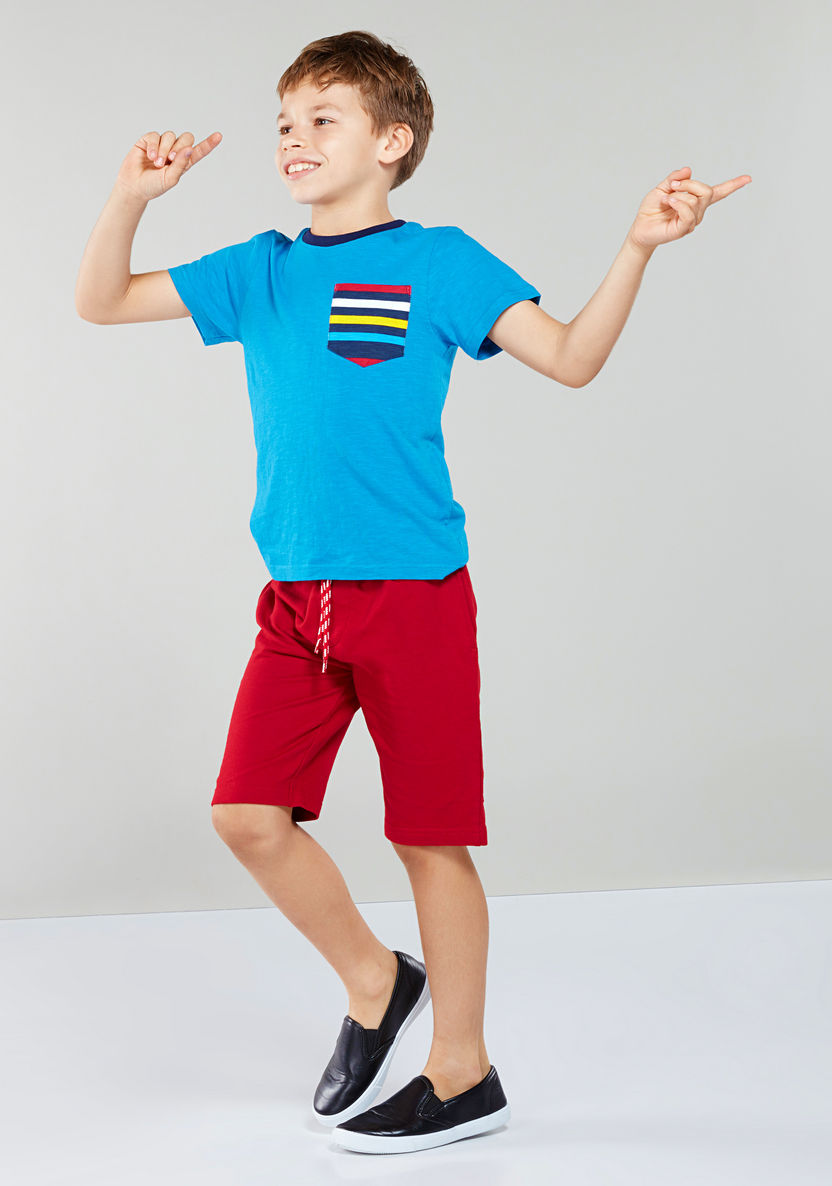 Juniors Striped Pocket Detail Short Sleeves T-shirt-T Shirts-image-3
