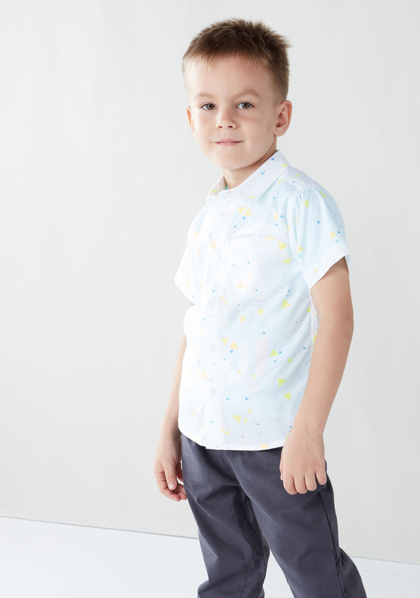 Juniors Printed Cotton Shirt with Welt Pocket-Shirts-image-0