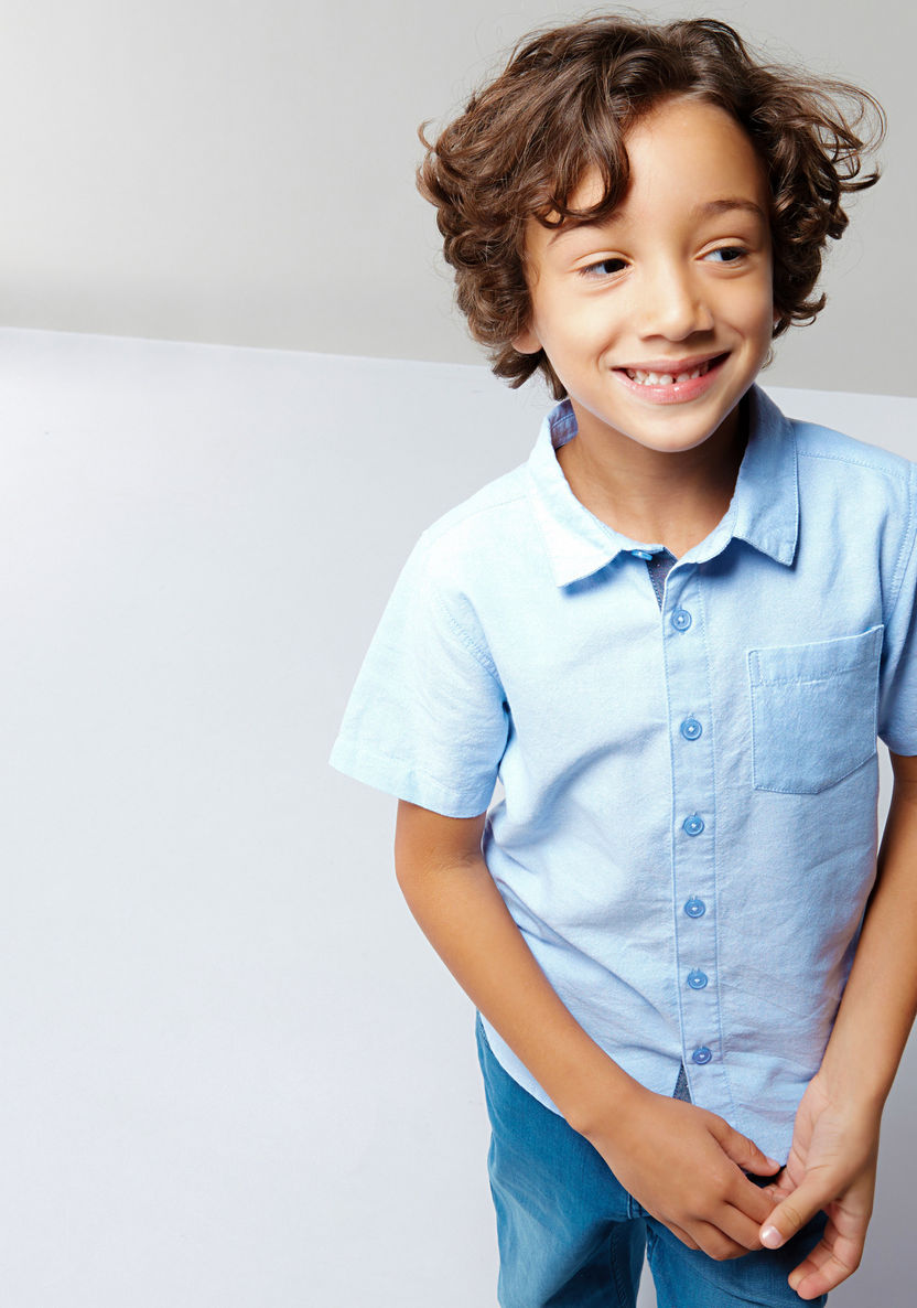 Juniors Short Sleeves Chest Pocket Detail Shirt-Shirts-image-0