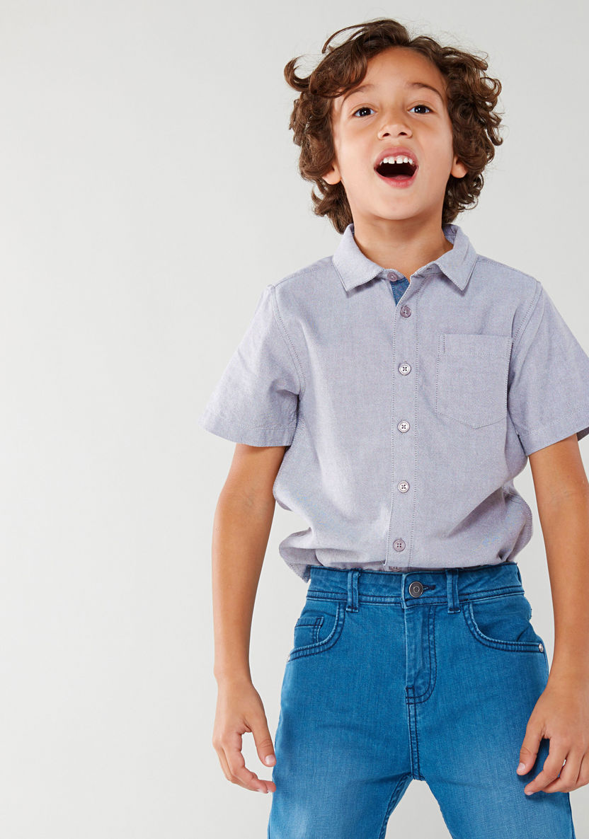 Juniors Short Sleeves Chest Pocket Detail Shirt-Shirts-image-2