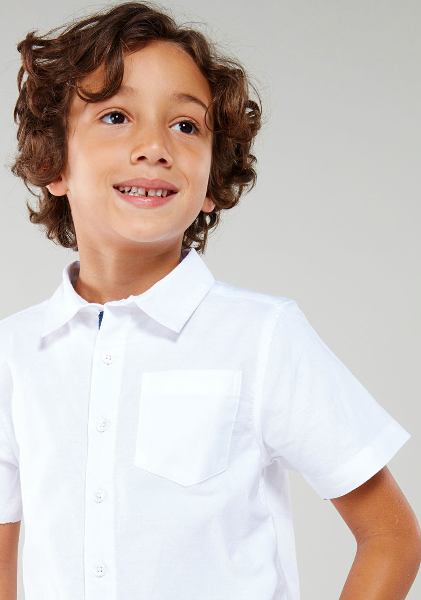 Juniors Short Sleeves Chest Pocket Detail Shirt-Shirts-image-1