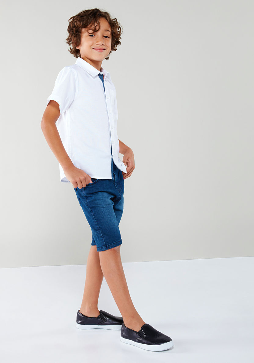 Juniors Short Sleeves Chest Pocket Detail Shirt-Shirts-image-2