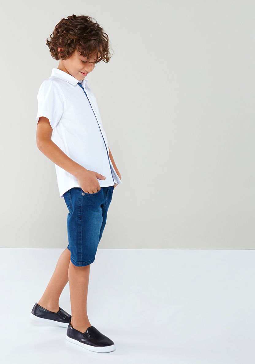 Juniors Short Sleeves Chest Pocket Detail Shirt-Shirts-image-3