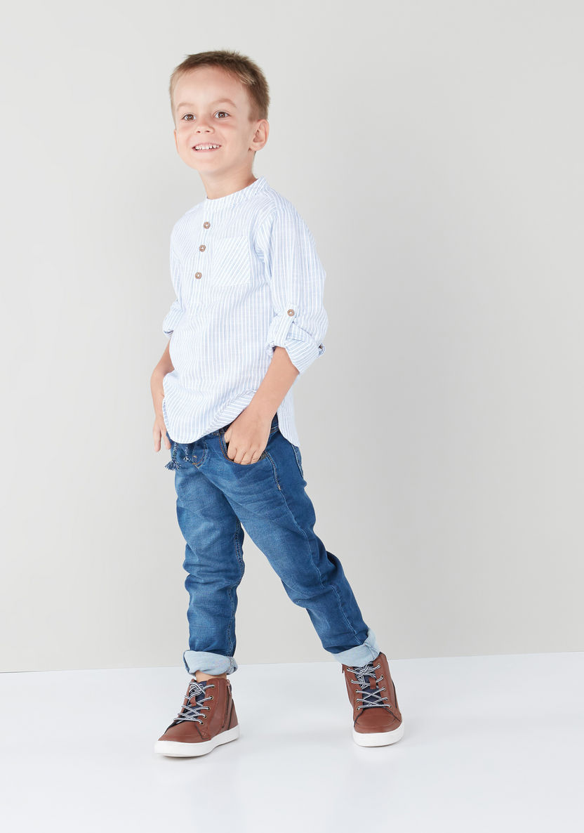 Juniors Denim Pants with Pocket Detail and Drawstring-Jeans-image-0