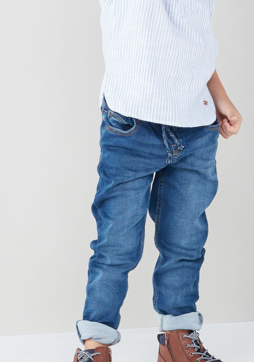Juniors Denim Pants with Pocket Detail and Drawstring-Jeans-image-1