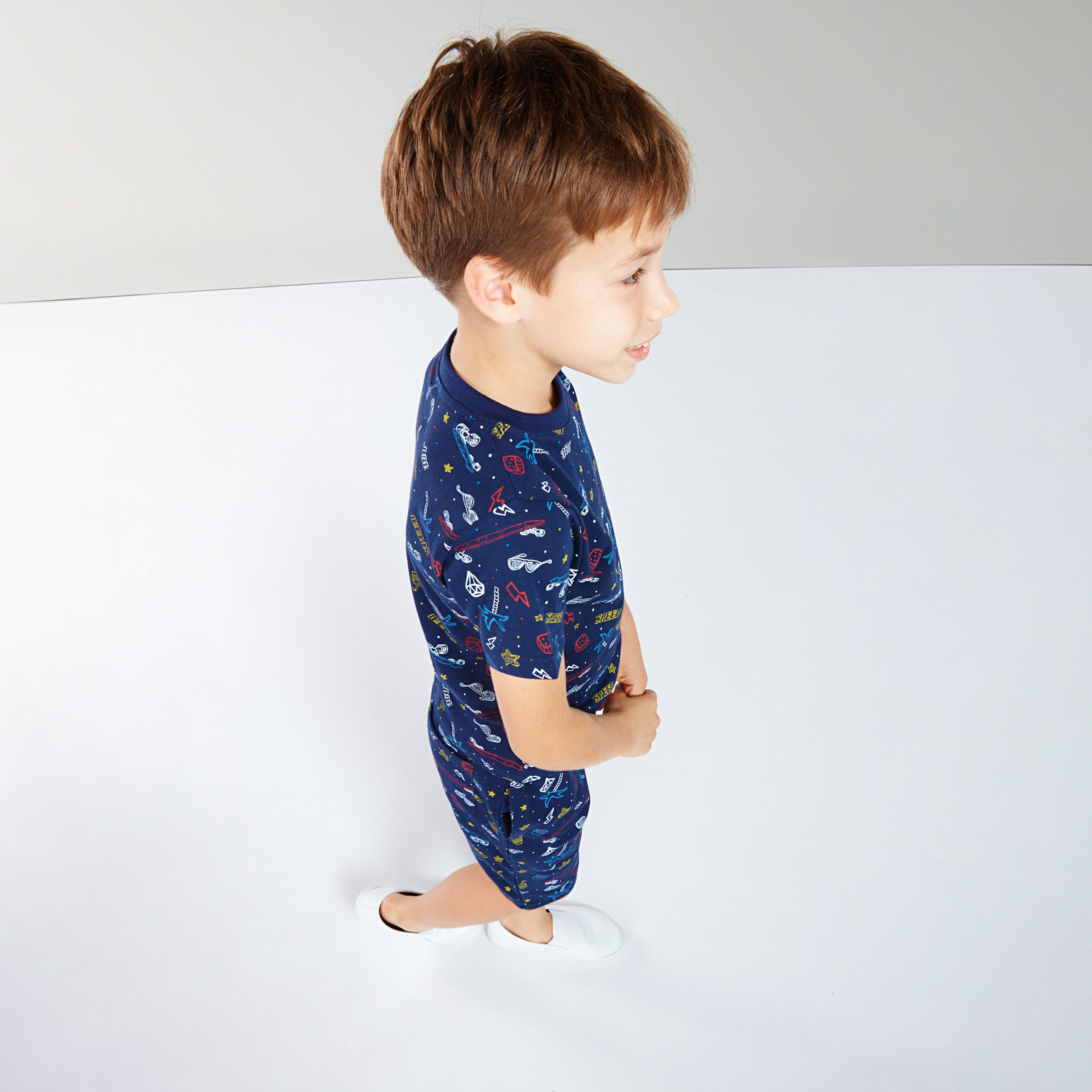 Juniors Printed Shorts with Drawstring-boys-clothing-bottoms-shorts-image-5