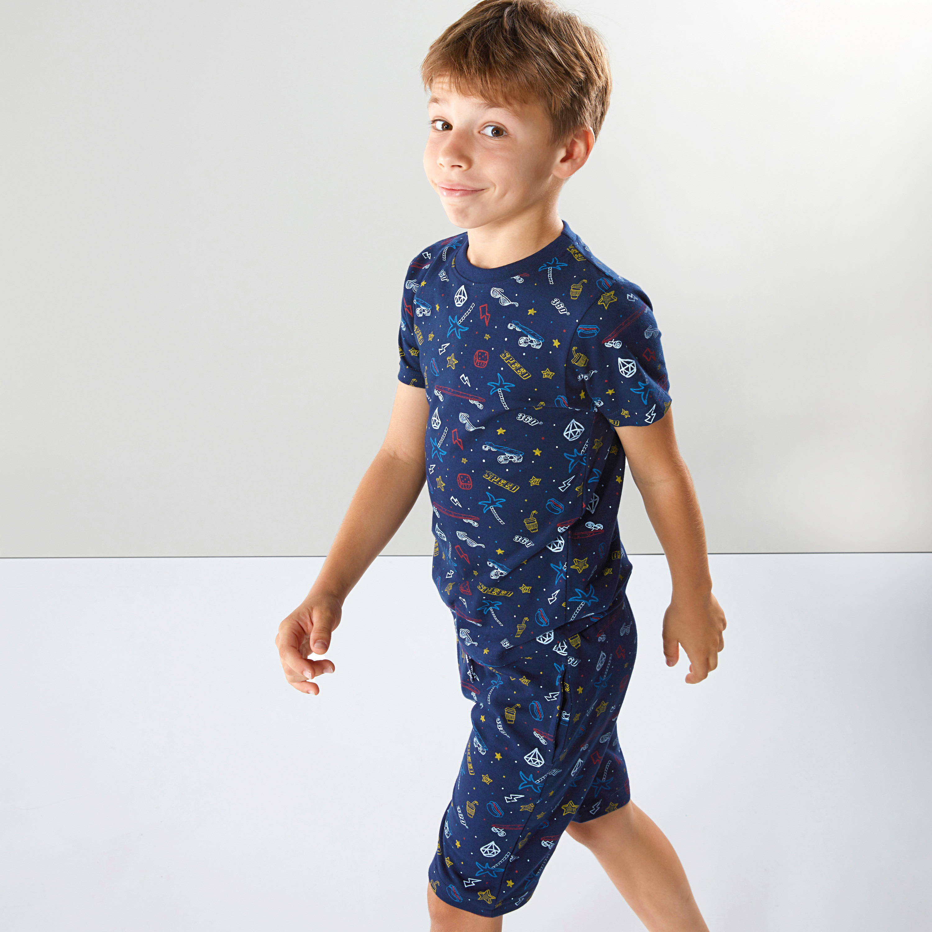 Juniors Printed Shorts with Drawstring-boys-clothing-bottoms-shorts-image-3