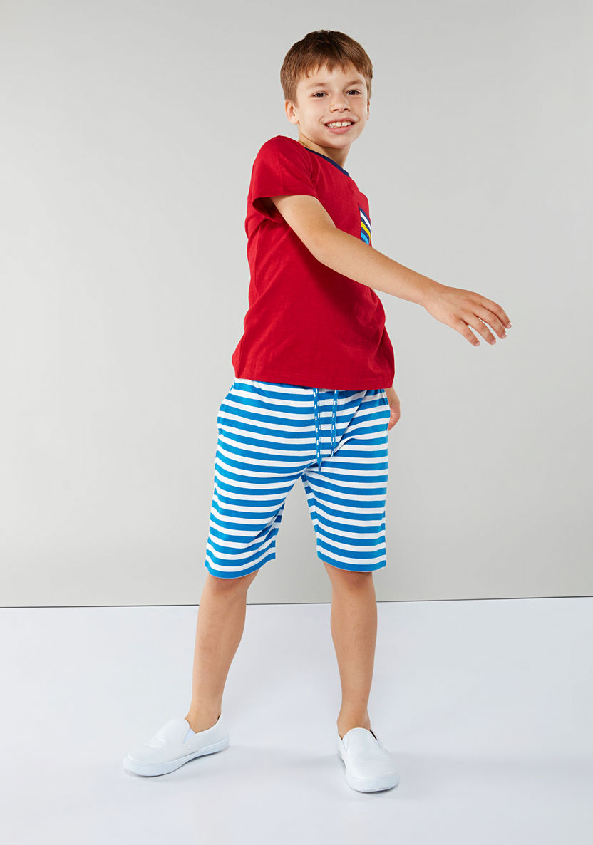 Juniors Striped Shorts with Drawstring-Shorts-image-0