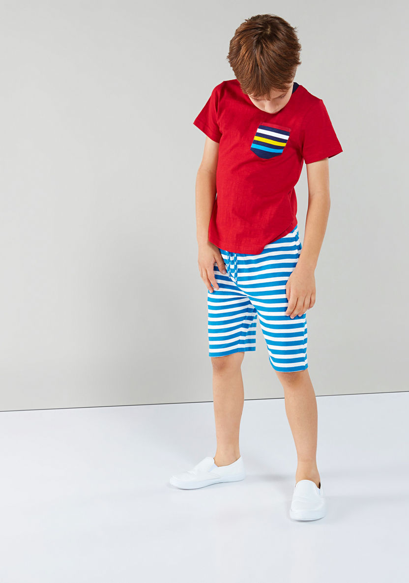 Juniors Striped Shorts with Drawstring-Shorts-image-2