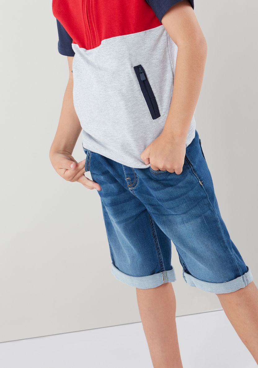 Juniors Denim Shorts with Pocket Detail-Shorts-image-1
