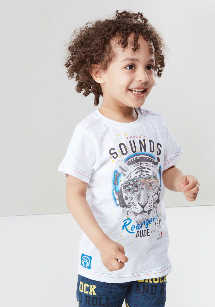 Juniors Graphic Print T-shirt with Short Sleeves-T Shirts-image-2