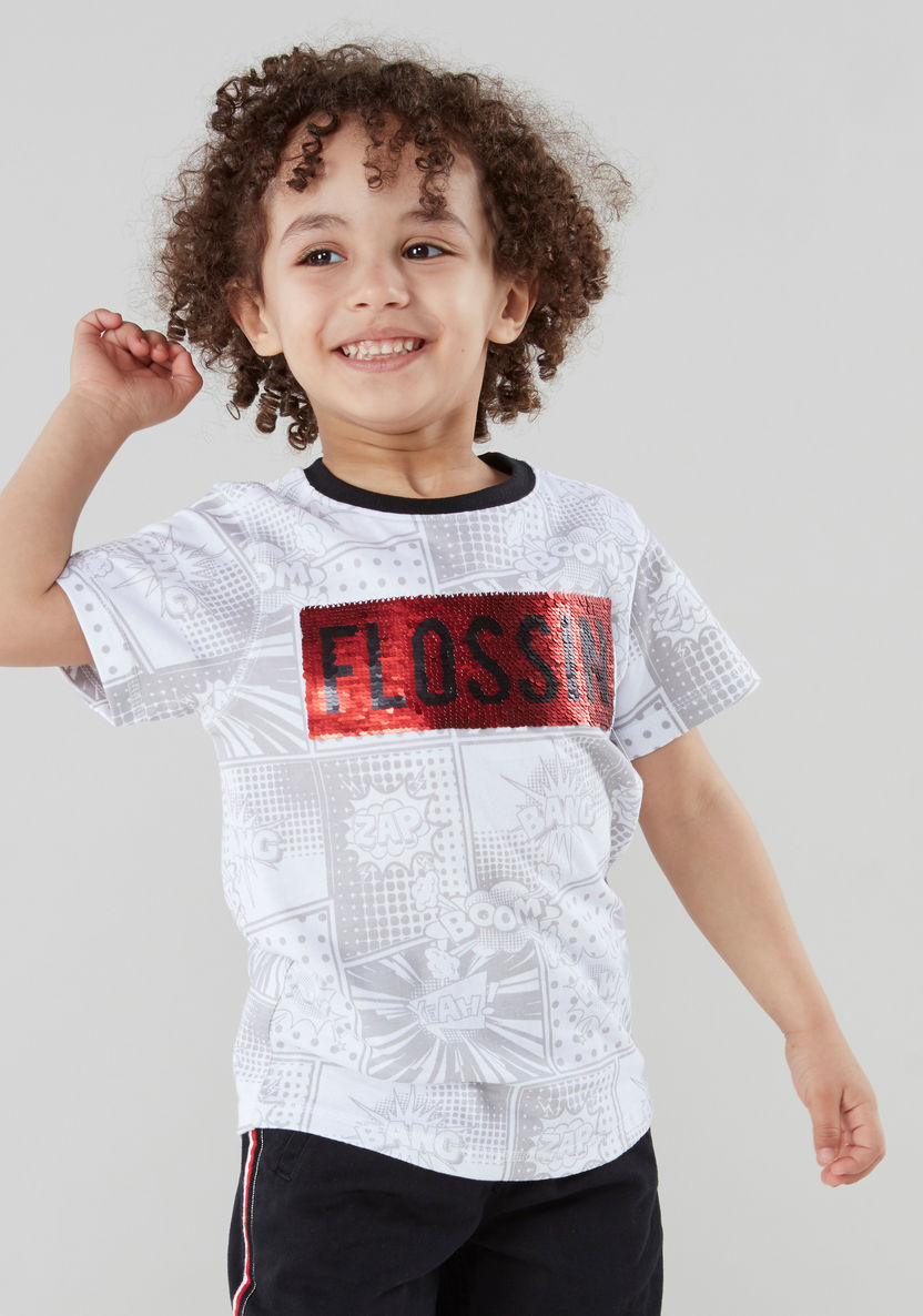 Juniors Graphic Print T-shirt with Short Sleeves-T Shirts-image-4