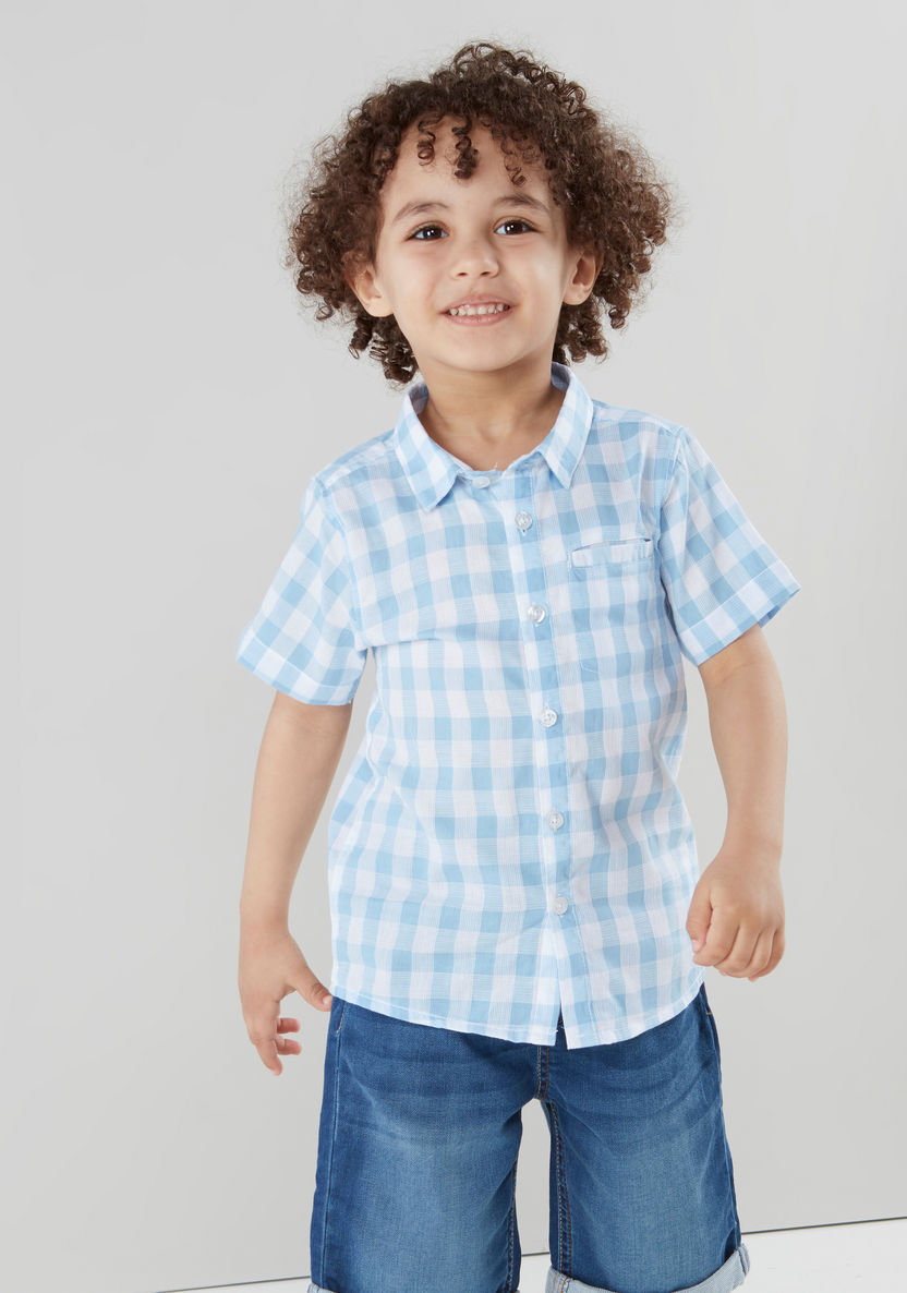 Juniors Checked Shirt with Welt Pocket-Shirts-image-3