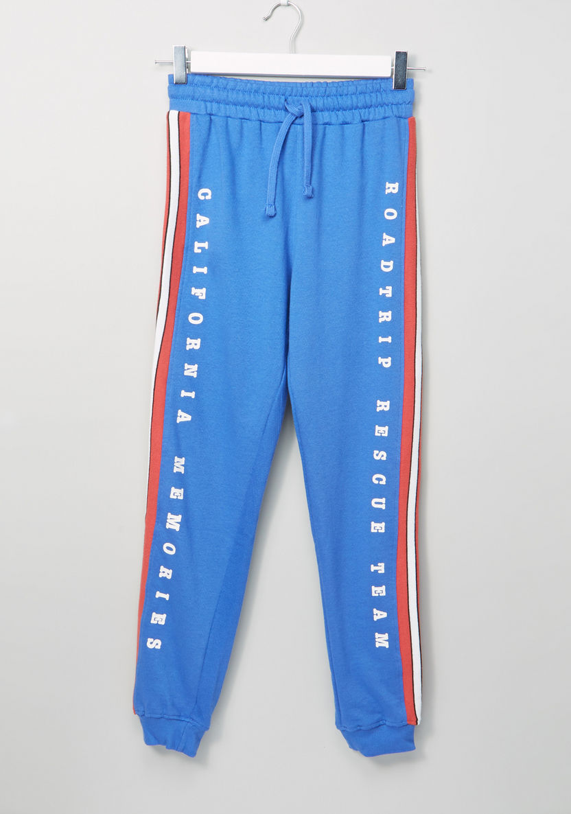 Juniors Printed Jog Pants with Elasticised Waistband and Drawstring-Joggers-image-0