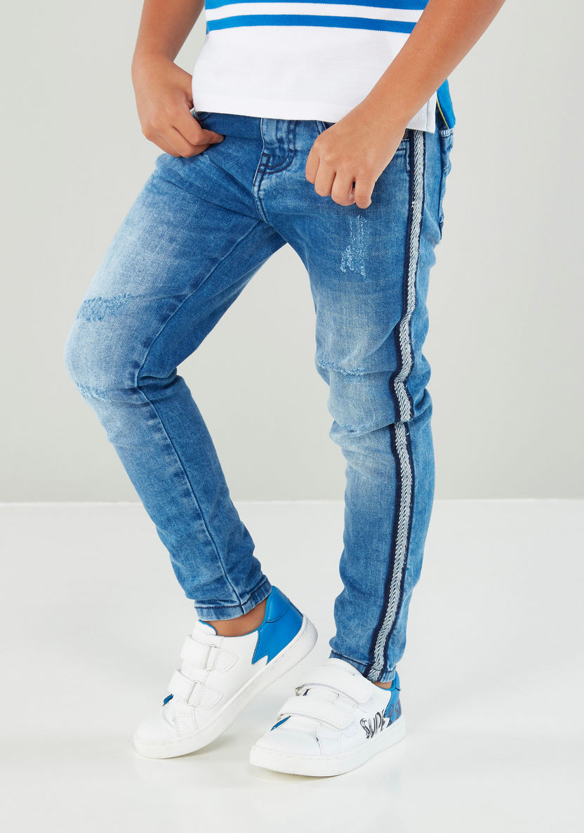 Denim Pants with 4-Pocket and Button Closure-Jeans-image-2
