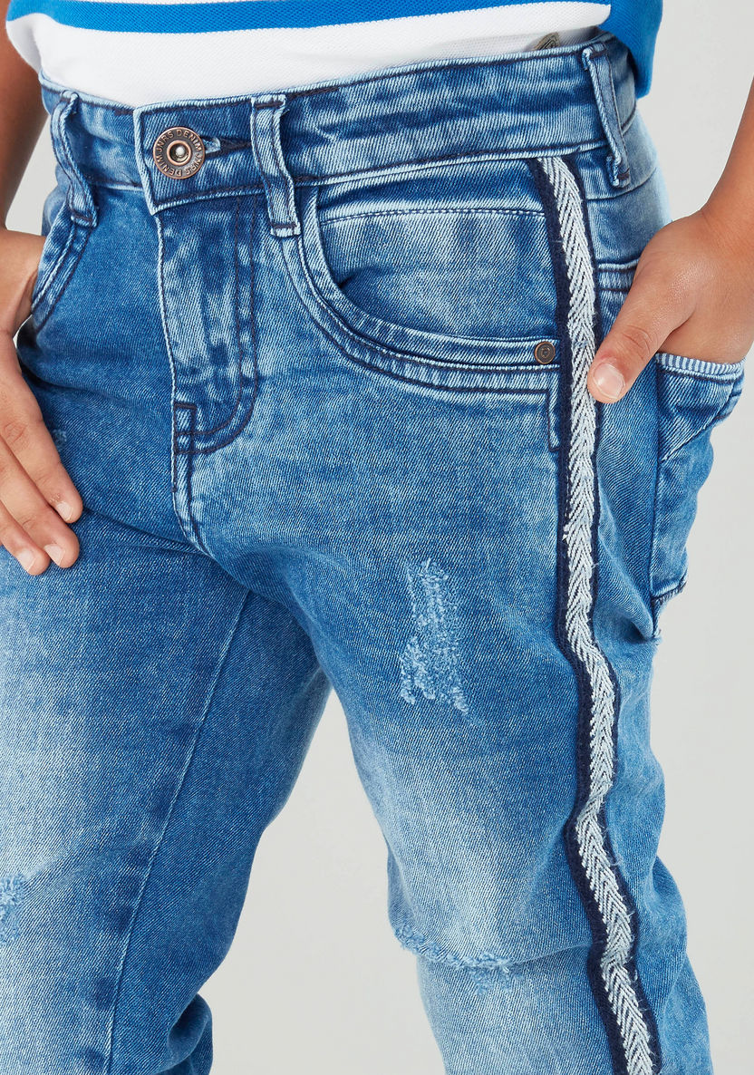 Denim Pants with 4-Pocket and Button Closure-Jeans-image-3