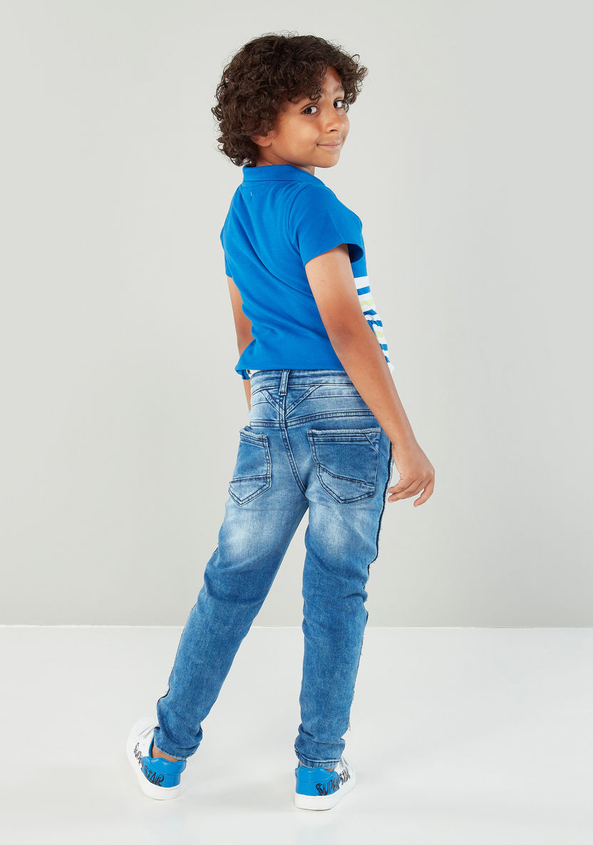 Denim Pants with 4-Pocket and Button Closure-Jeans-image-4