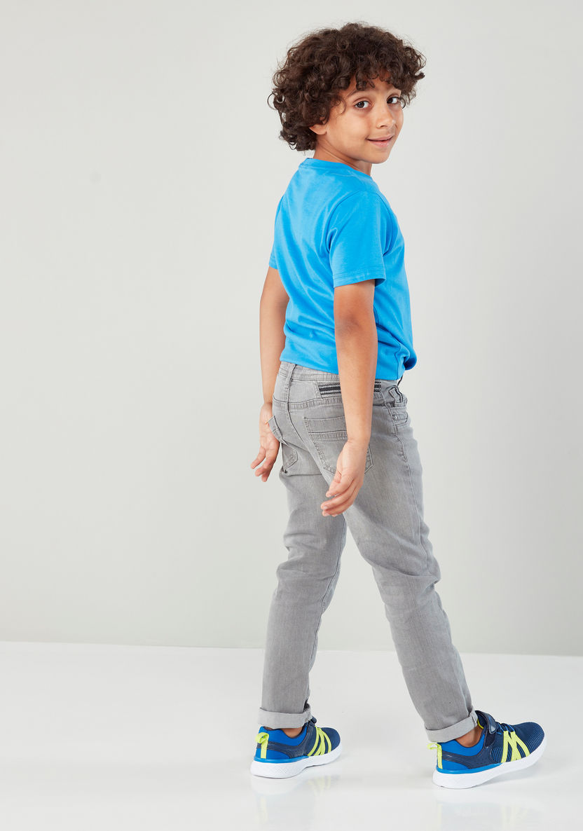 Juniors Woven Denim Pants with 4-Pocket and Button Closure-Jeans-image-2