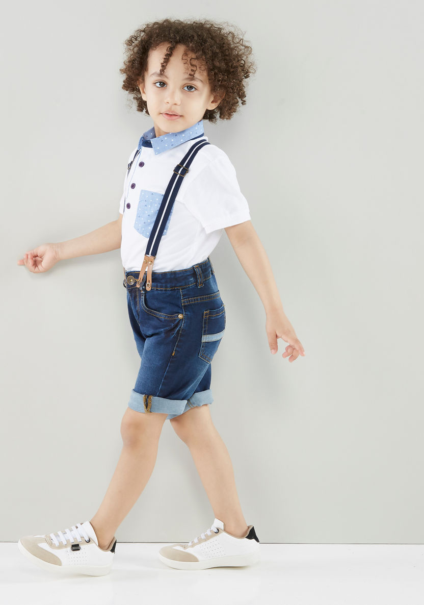Juniors 5-Pocket Denim Shorts with Suspender Straps-Shorts-image-0