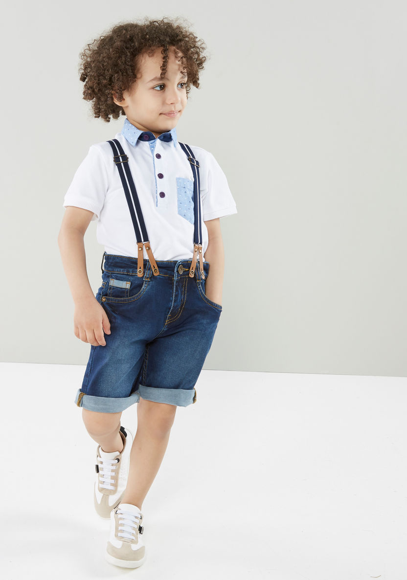Juniors 5-Pocket Denim Shorts with Suspender Straps-Shorts-image-1